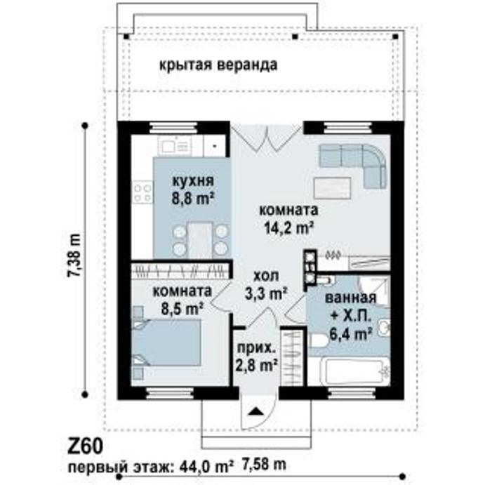 Проект дома на 60 кв метров